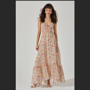 Astr Primrose Floral Strappy Back Maxi Dress XS